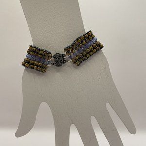 Miyuki Seed Bead Bracelet w/ Tanzanite Swarovski Crystals
